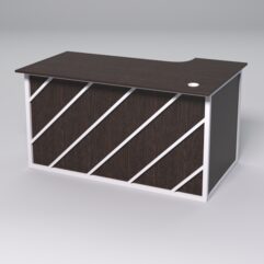 Стол эргономичный офисный СЭ-19А (левосторонний) СТРОНГ в стиле ЛОФТ декор №2, Дуб Венге + металлический каркас Белый