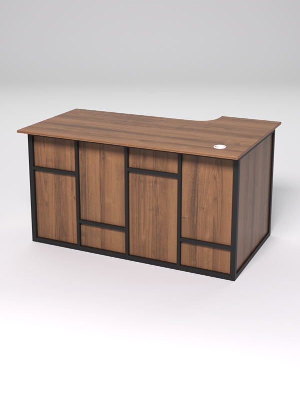 Стол эргономичный офисный СЭ-19А (левосторонний) СТРОНГ в стиле ЛОФТ декор №3, Орех