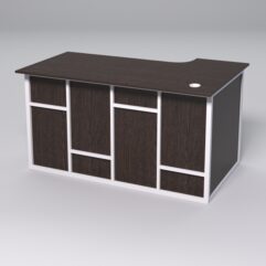 Стол эргономичный офисный СЭ-19А (левосторонний) СТРОНГ в стиле ЛОФТ декор №3, Дуб Венге + металлический каркас Белый