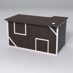 Стол эргономичный офисный СЭ-19А (левосторонний) СТРОНГ в стиле ЛОФТ декор №4, Дуб Венге + металлический каркас Белый