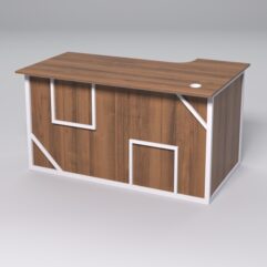 Стол эргономичный офисный СЭ-19А (левосторонний) СТРОНГ в стиле ЛОФТ декор №4, Орех + металлический каркас Белый