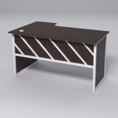 Стол эргономичный офисный СЭ-20 (правосторонний) СТРОНГ в стиле ЛОФТ декор №2, Дуб Венге + металлический каркас Белый