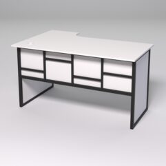 Стол эргономичный офисный СЭ-20 (правосторонний) СТРОНГ в стиле ЛОФТ декор №3, Белый