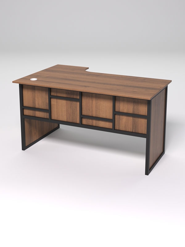 Стол эргономичный офисный СЭ-20 (правосторонний) СТРОНГ в стиле ЛОФТ декор №3, Орех