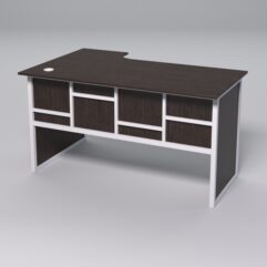 Стол эргономичный офисный СЭ-20 (правосторонний) СТРОНГ в стиле ЛОФТ декор №3, Дуб Венге + металлический каркас Белый