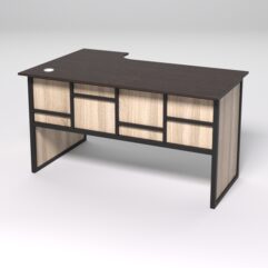 Стол эргономичный офисный СЭ-20 (правосторонний) СТРОНГ в стиле ЛОФТ декор №3, Дуб Венге и Дуб Сонома