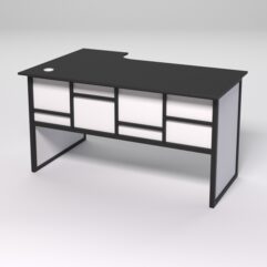 Стол эргономичный офисный СЭ-20 (правосторонний) СТРОНГ в стиле ЛОФТ декор №3, Черный и Белый