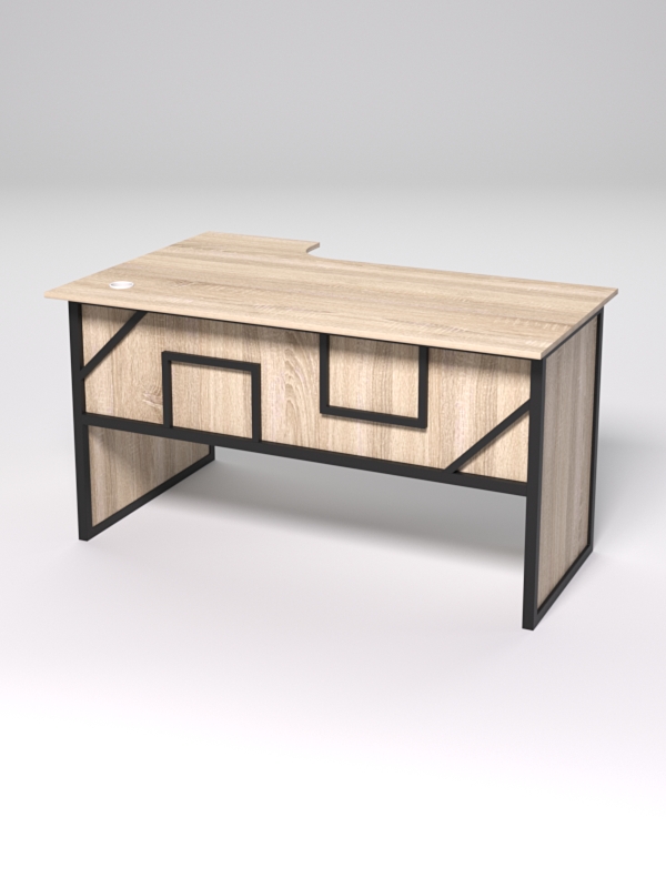 Стол эргономичный офисный СЭ-20 (правосторонний) СТРОНГ в стиле ЛОФТ декор №4, Дуб Сонома