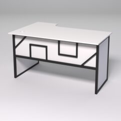 Стол эргономичный офисный СЭ-20 (правосторонний) СТРОНГ в стиле ЛОФТ декор №4, Белый