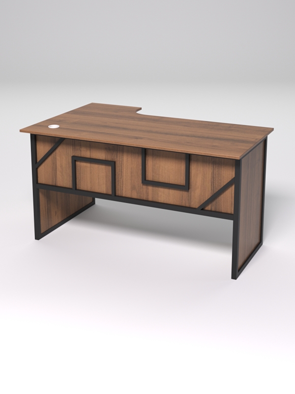 Стол эргономичный офисный СЭ-20 (правосторонний) СТРОНГ в стиле ЛОФТ декор №4, Орех
