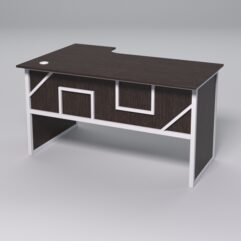 Стол эргономичный офисный СЭ-20 (правосторонний) СТРОНГ в стиле ЛОФТ декор №4, Дуб Венге + металлический каркас Белый