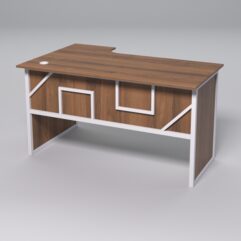 Стол эргономичный офисный СЭ-20 (правосторонний) СТРОНГ в стиле ЛОФТ декор №4, Орех + металлический каркас Белый