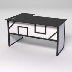 Стол эргономичный офисный СЭ-20 (правосторонний) СТРОНГ в стиле ЛОФТ декор №4, Черный и Белый