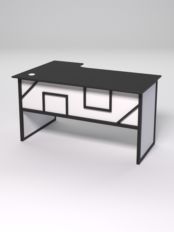 Стол эргономичный офисный СЭ-20 (правосторонний) СТРОНГ в стиле ЛОФТ декор №4, Черный и Белый