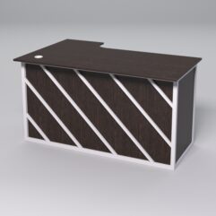 Стол эргономичный офисный СЭ-20А (правосторонний) СТРОНГ в стиле ЛОФТ декор №2, Дуб Венге + металлический каркас Белый