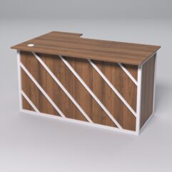 Стол эргономичный офисный СЭ-20А (правосторонний) СТРОНГ в стиле ЛОФТ декор №2, Орех + металлический каркас Белый