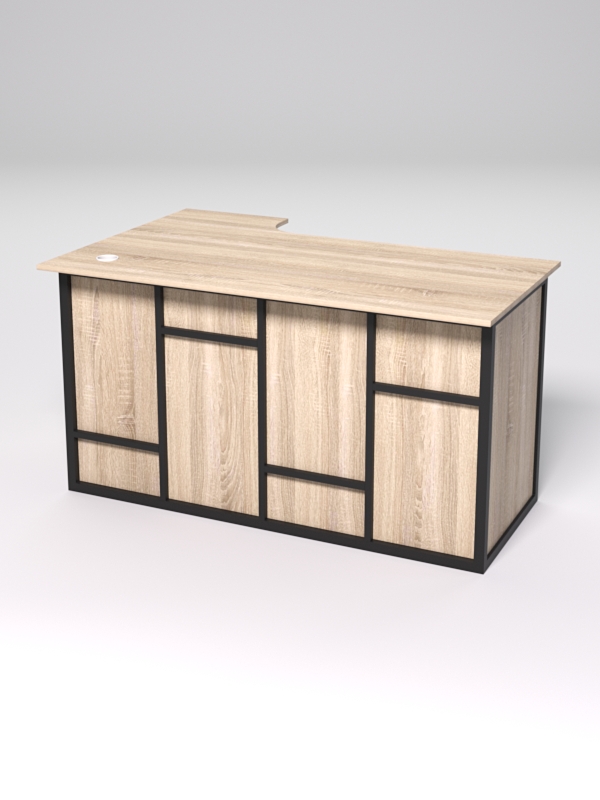 Стол эргономичный офисный СЭ-20А (правосторонний) СТРОНГ в стиле ЛОФТ декор №3, Дуб Сонома