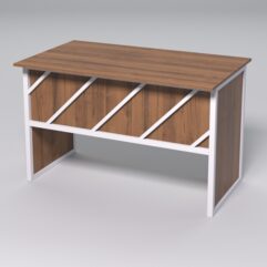 Стол для компьютера СК-31 СТРОНГ в стиле ЛОФТ декор №2, Орех + металлический каркас Белый