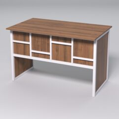 Стол для компьютера СК-31 СТРОНГ в стиле ЛОФТ декор №3, Орех + металлический каркас Белый