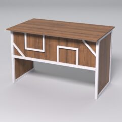 Стол для компьютера СК-31 СТРОНГ в стиле ЛОФТ декор №4, Орех + металлический каркас Белый