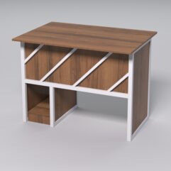 Стол для компьютера СК-32 СТРОНГ в стиле ЛОФТ декор №2, Орех + металлический каркас Белый