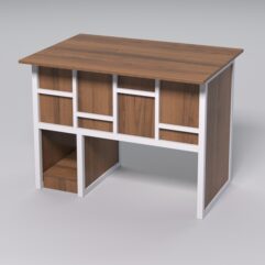 Стол для компьютера СК-32 СТРОНГ в стиле ЛОФТ декор №3, Орех + металлический каркас Белый