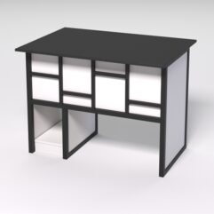 Стол для компьютера СК-32 СТРОНГ в стиле ЛОФТ декор №3, Черный и Белый