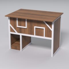 Стол для компьютера СК-32 СТРОНГ в стиле ЛОФТ декор №4, Орех + металлический каркас Белый