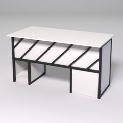 Стол для компьютера СК-33 (Левосторонний) СТРОНГ в стиле ЛОФТ декор №2, Белый