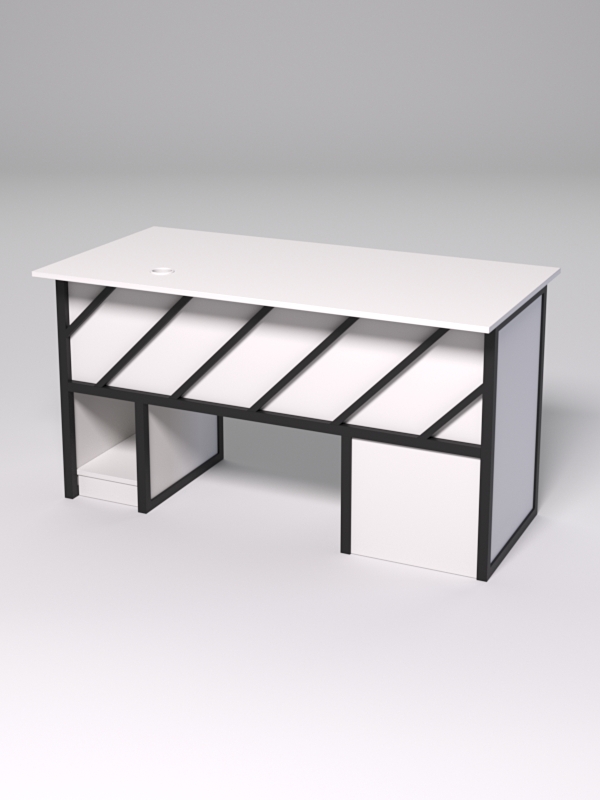 Стол для компьютера СК-33 (Левосторонний) СТРОНГ в стиле ЛОФТ декор №2, Белый