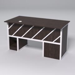 Стол для компьютера СК-33 (Левосторонний) СТРОНГ в стиле ЛОФТ декор №2, Дуб Венге + металлический каркас Белый