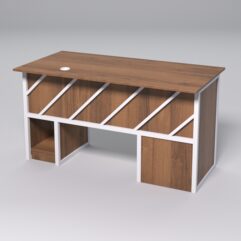 Стол для компьютера СК-33 (Левосторонний) СТРОНГ в стиле ЛОФТ декор №2, Орех + металлический каркас Белый