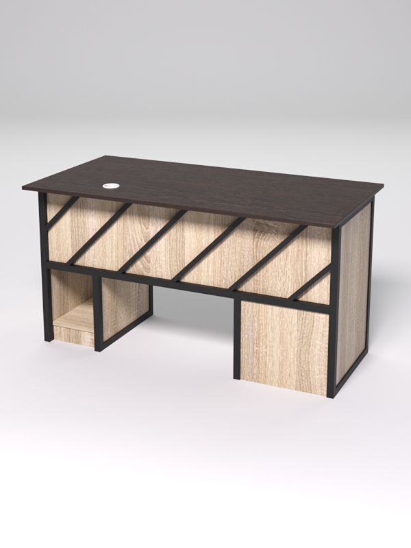 Стол для компьютера СК-33 (Левосторонний) СТРОНГ в стиле ЛОФТ декор №2, Дуб Венге и Дуб Сонома