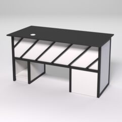 Стол для компьютера СК-33 (Левосторонний) СТРОНГ в стиле ЛОФТ декор №2, Черный и Белый