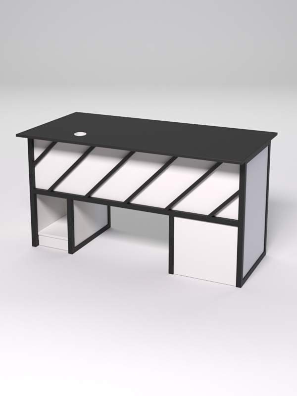 Стол для компьютера СК-33 (Левосторонний) СТРОНГ в стиле ЛОФТ декор №2, Черный и Белый