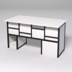 Стол для компьютера СК-33 (Левосторонний) СТРОНГ в стиле ЛОФТ декор №3, Белый