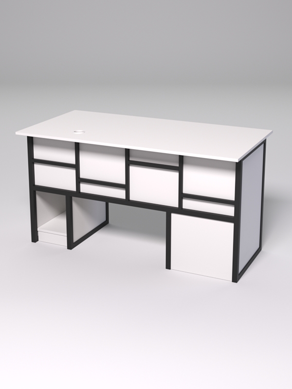 Стол для компьютера СК-33 (Левосторонний) СТРОНГ в стиле ЛОФТ декор №3, Белый