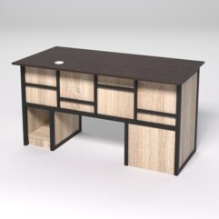 Стол для компьютера СК-33 (Левосторонний) СТРОНГ в стиле ЛОФТ декор №3, Дуб Венге и Дуб Сонома