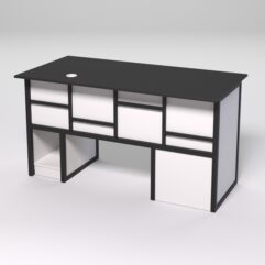 Стол для компьютера СК-33 (Левосторонний) СТРОНГ в стиле ЛОФТ декор №3, Черный и Белый