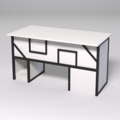 Стол для компьютера СК-33 (Левосторонний) СТРОНГ в стиле ЛОФТ декор №4, Белый