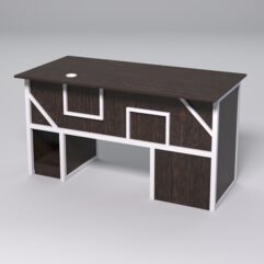 Стол для компьютера СК-33 (Левосторонний) СТРОНГ в стиле ЛОФТ декор №4, Дуб Венге + металлический каркас Белый