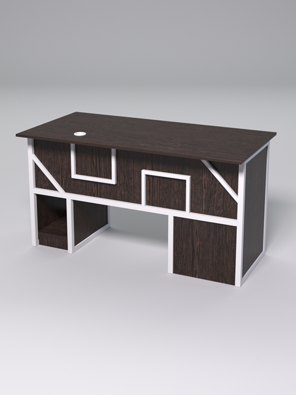 Стол для компьютера СК-33 (Левосторонний) СТРОНГ в стиле ЛОФТ декор №4, Дуб Венге + металлический каркас Белый