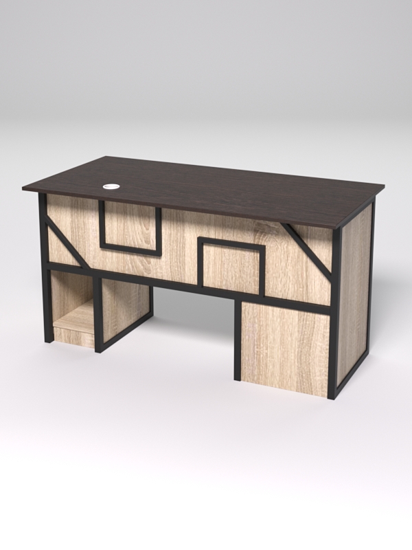 Стол для компьютера СК-33 (Левосторонний) СТРОНГ в стиле ЛОФТ декор №4, Дуб Венге и Дуб Сонома