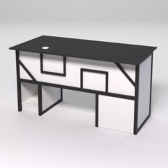 Стол для компьютера СК-33 (Левосторонний) СТРОНГ в стиле ЛОФТ декор №4, Черный и Белый