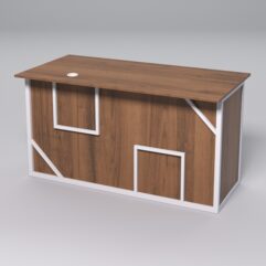 Стол для компьютера СК-33А (Левосторонний) СТРОНГ в стиле ЛОФТ декор №4, Орех + металлический каркас Белый