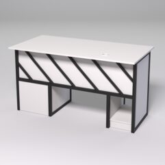 Стол для компьютера СК-34 (Правосторонний) СТРОНГ в стиле ЛОФТ декор №2, Белый