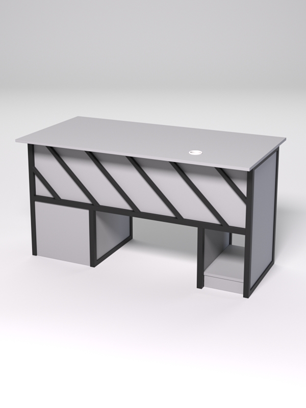 Стол для компьютера СК-34 (Правосторонний) СТРОНГ в стиле ЛОФТ декор №2, Серый