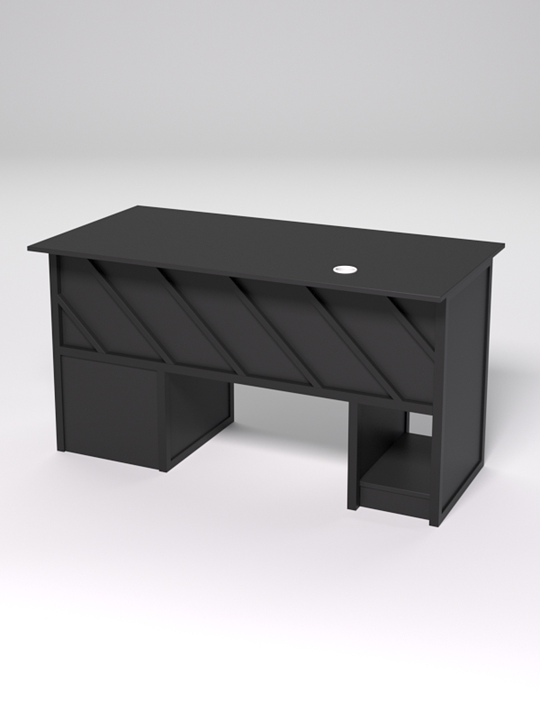 Стол для компьютера СК-34 (Правосторонний) СТРОНГ в стиле ЛОФТ декор №2, Черный