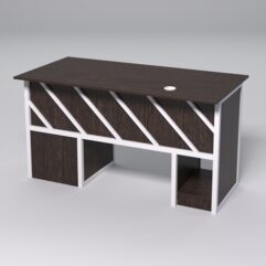 Стол для компьютера СК-34 (Правосторонний) СТРОНГ в стиле ЛОФТ декор №2, Дуб Венге + металлический каркас Белый