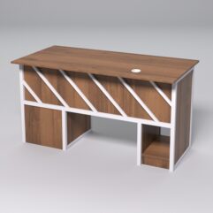 Стол для компьютера СК-34 (Правосторонний) СТРОНГ в стиле ЛОФТ декор №2, Орех + металлический каркас Белый